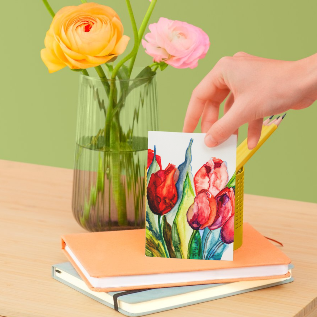 Watercolor Tulips Floral Card – Elegant Painting Design