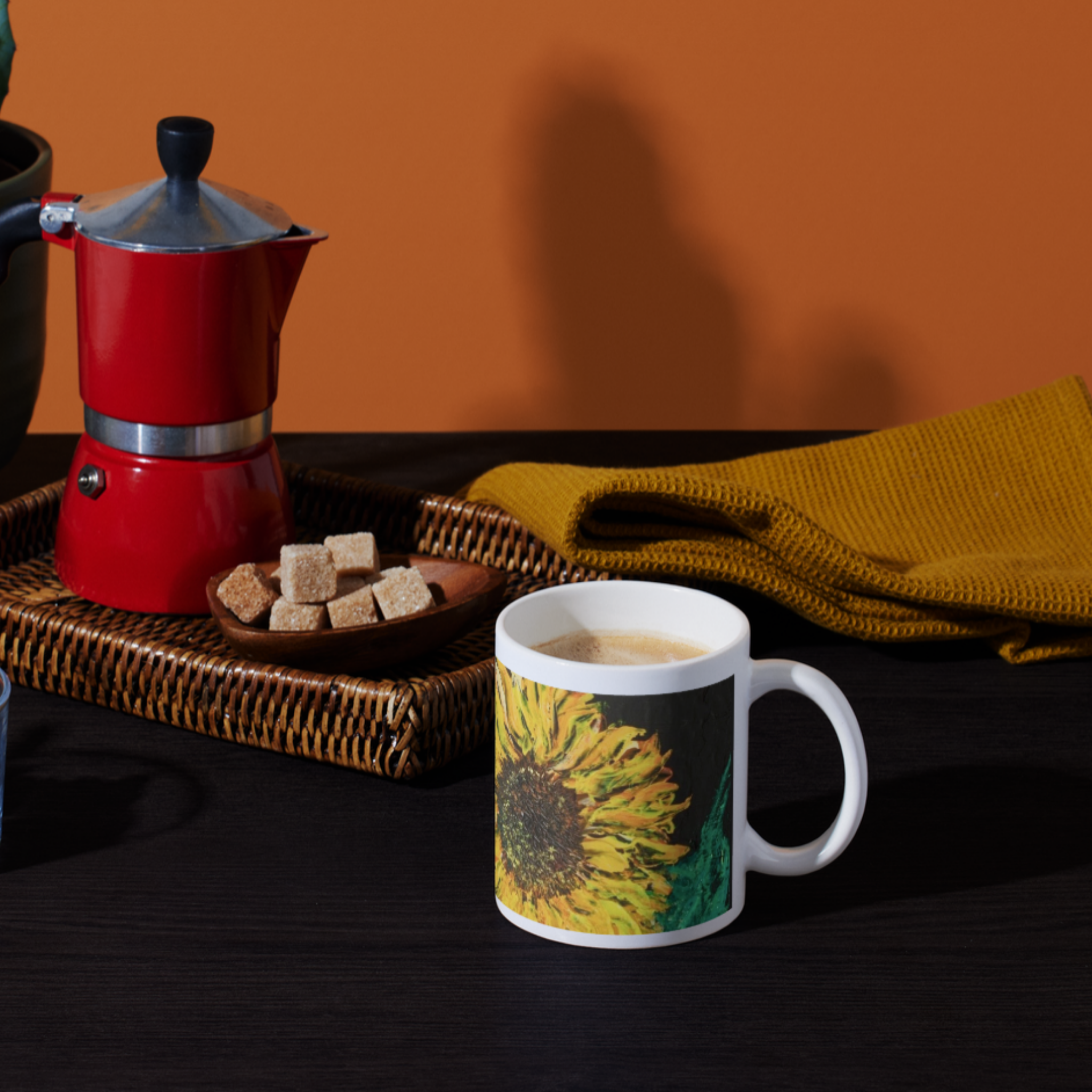 Sunflowers in the Dark Mug – Bold Floral Ceramic Coffee Mug