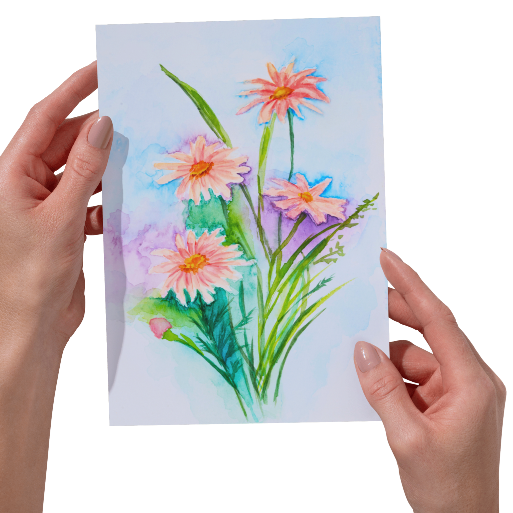 Dreamy Pink Bouquet Floral Card – Watercolour Design