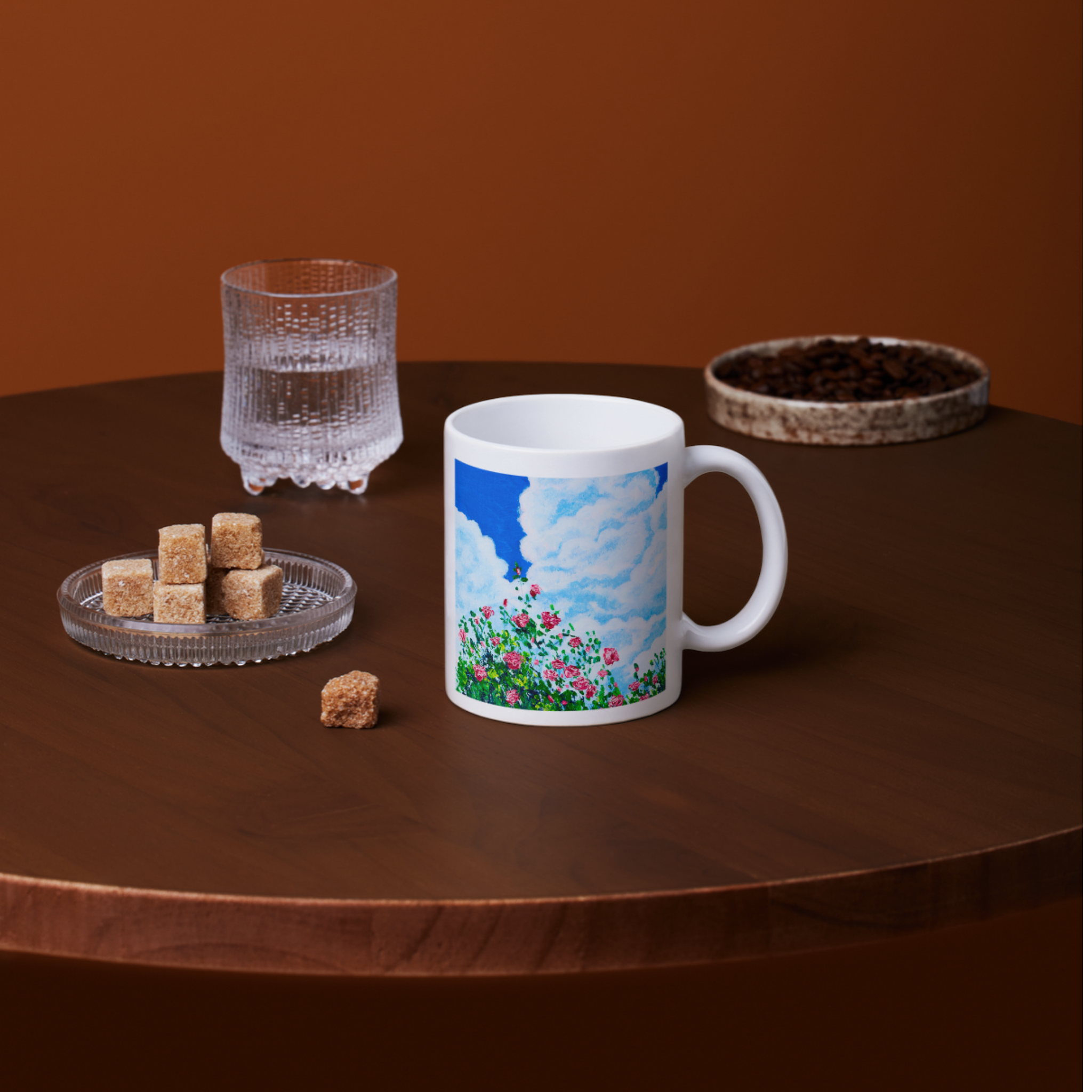 Skyward Roses Mug – Pink Roses Ceramic Coffee Mug