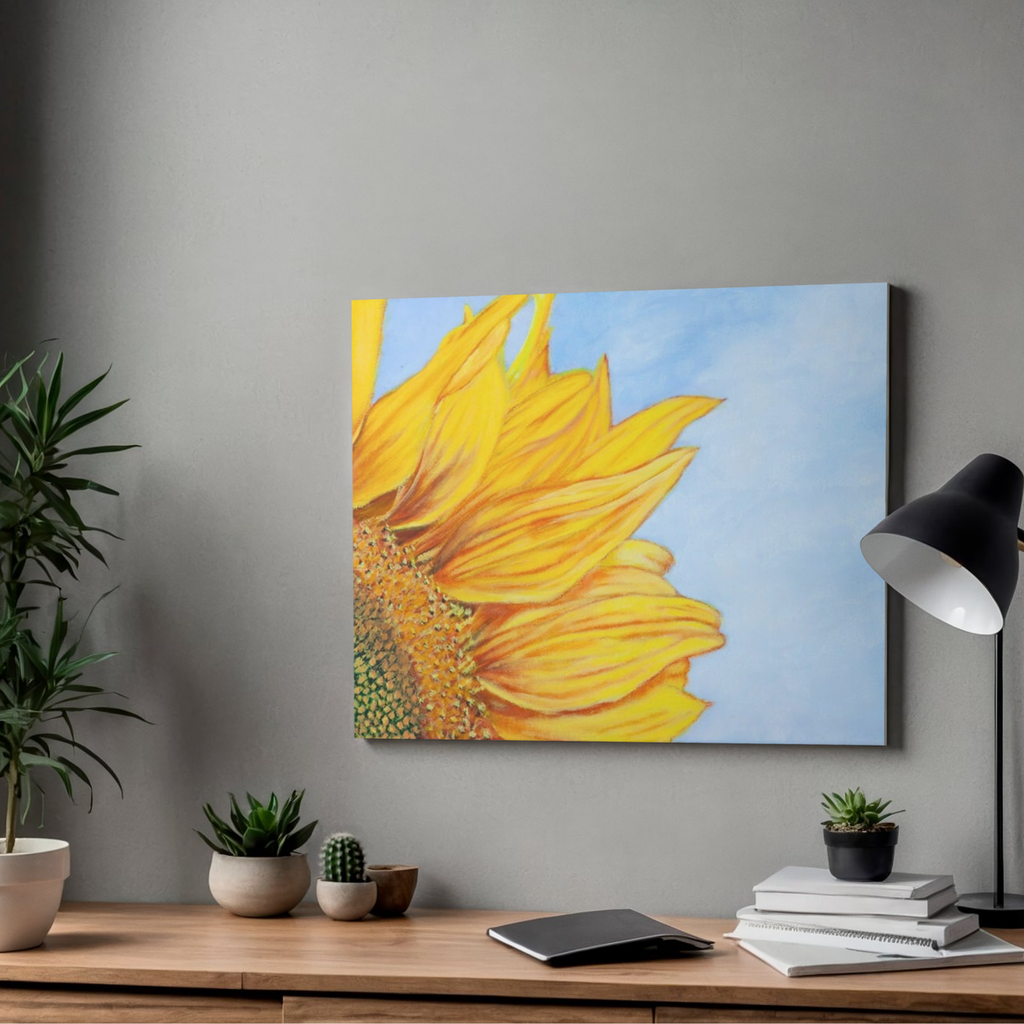 Sunflower Sky Canvas Print – A3 Soft Yellow Floral Wall Art