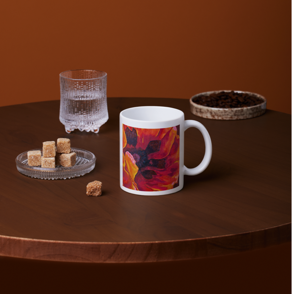Fiery Poppy Mug – Bold Floral Ceramic Coffee Mug
