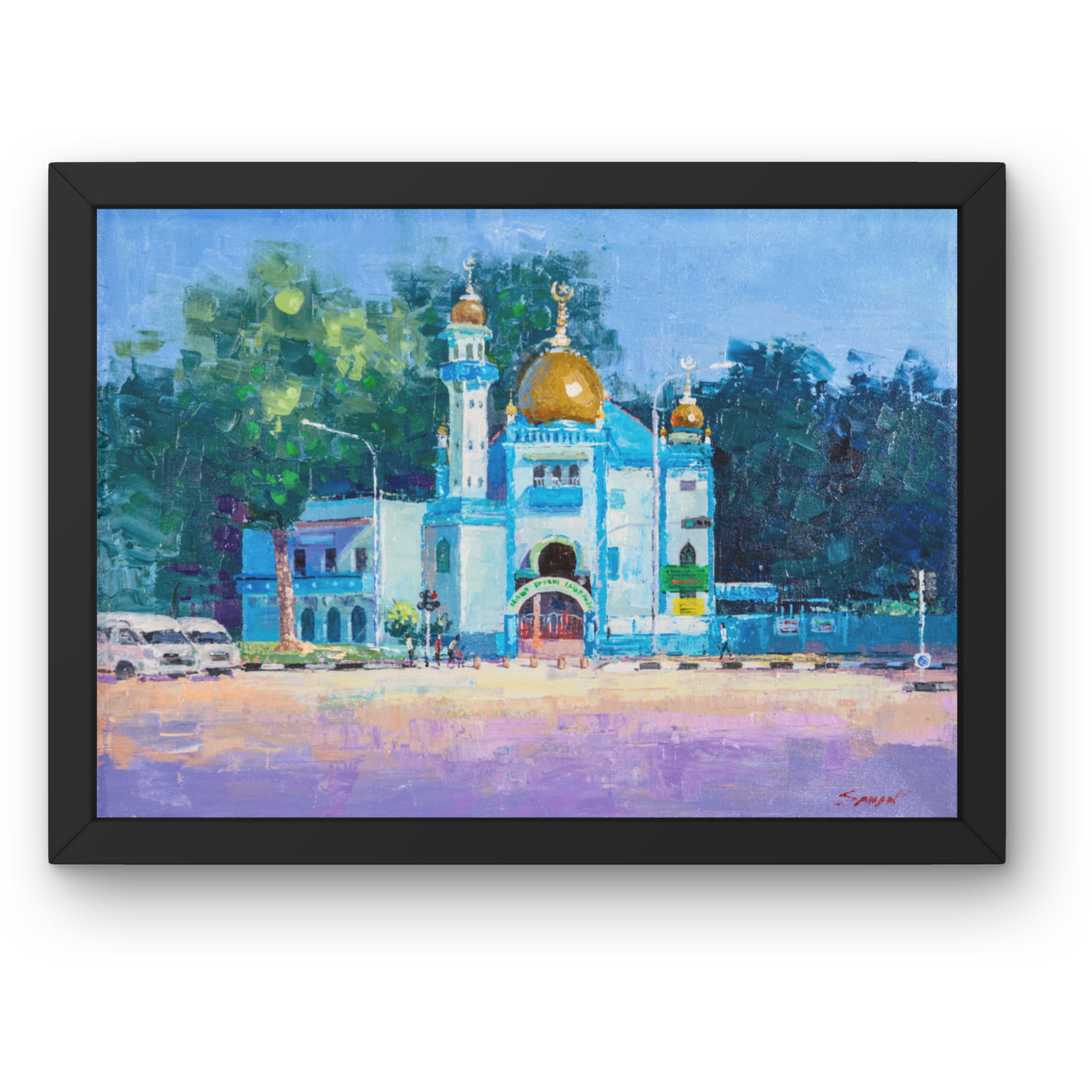 Malabar Mosque Singapore Canvas Print – A3 Cultural Landmark Wall Art