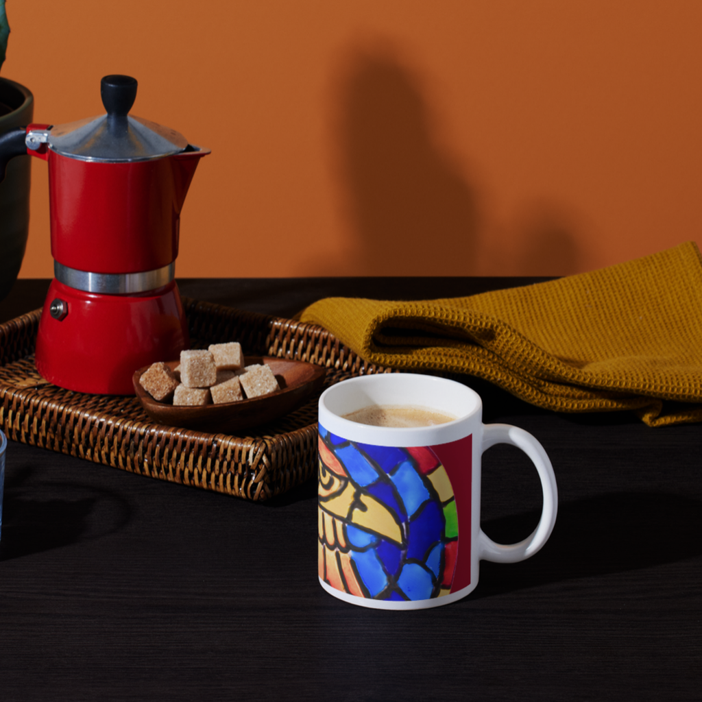 Stained Glass Eagle Portrait Mug – Bold Wildlife Mosaic Ceramic Coffee Mug