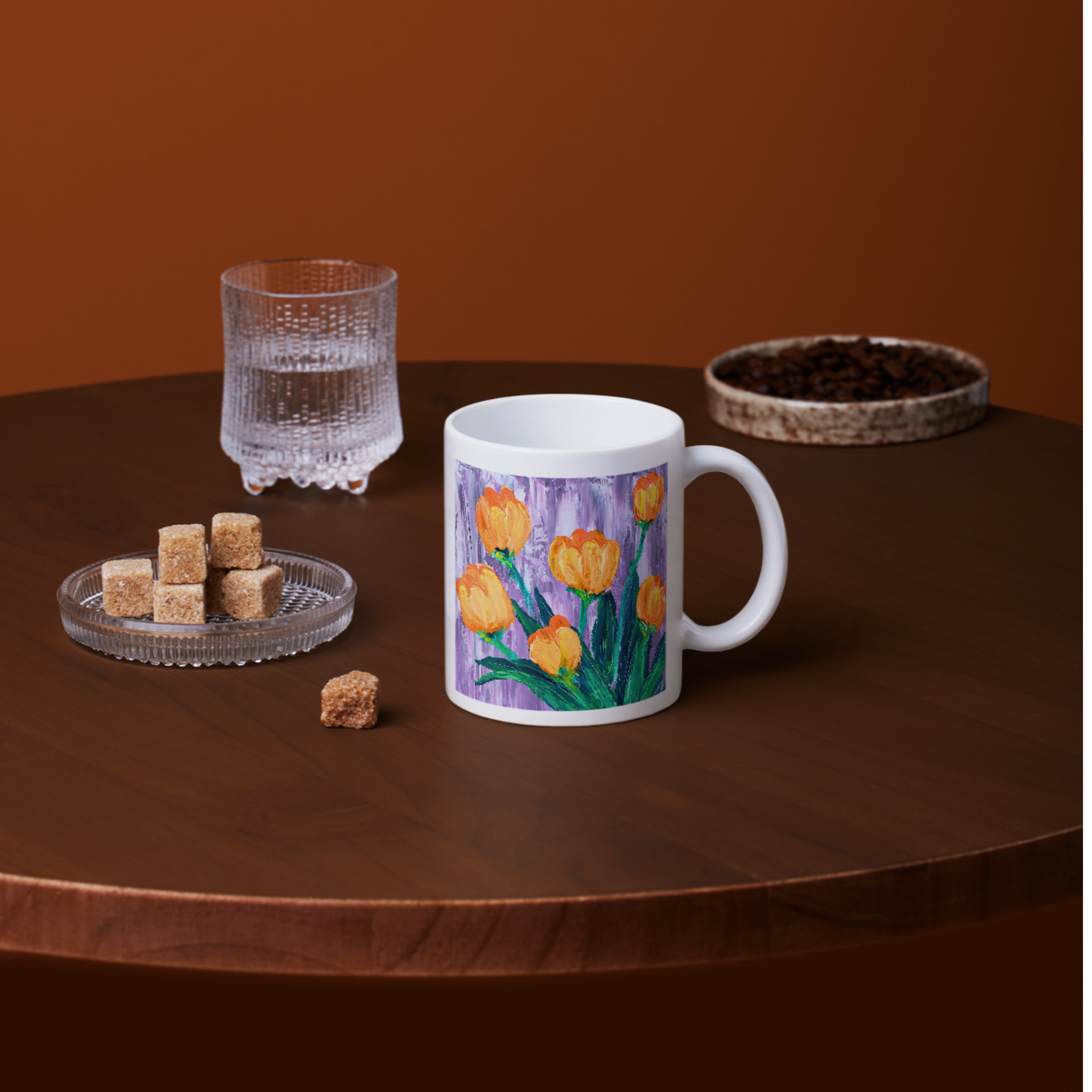 Orange Tulips Mug – Impasto Floral Ceramic Coffee Mug