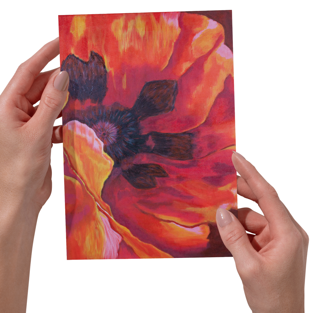 Fiery Poppy Floral Card – Acrylic Painting Design