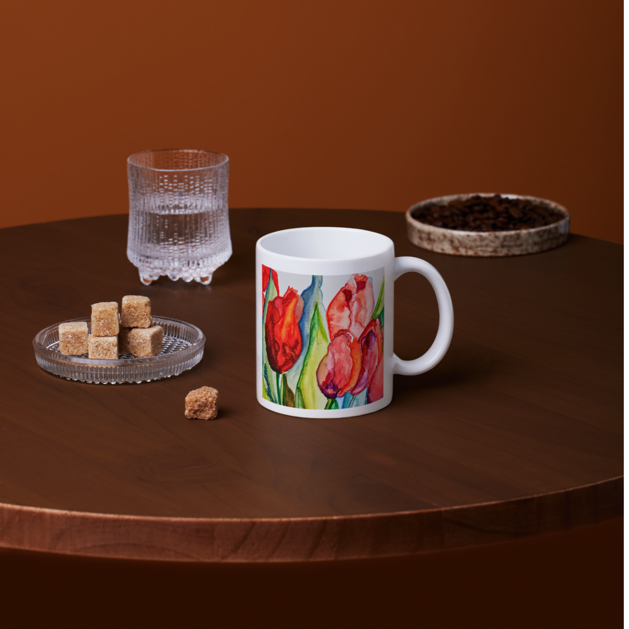 Watercolor Tulips Mug – Elegant Floral Ceramic Coffee Mug