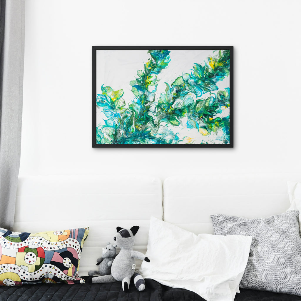 Organic Flow – Abstract Nature Canvas Art in Green & Blue Tones
