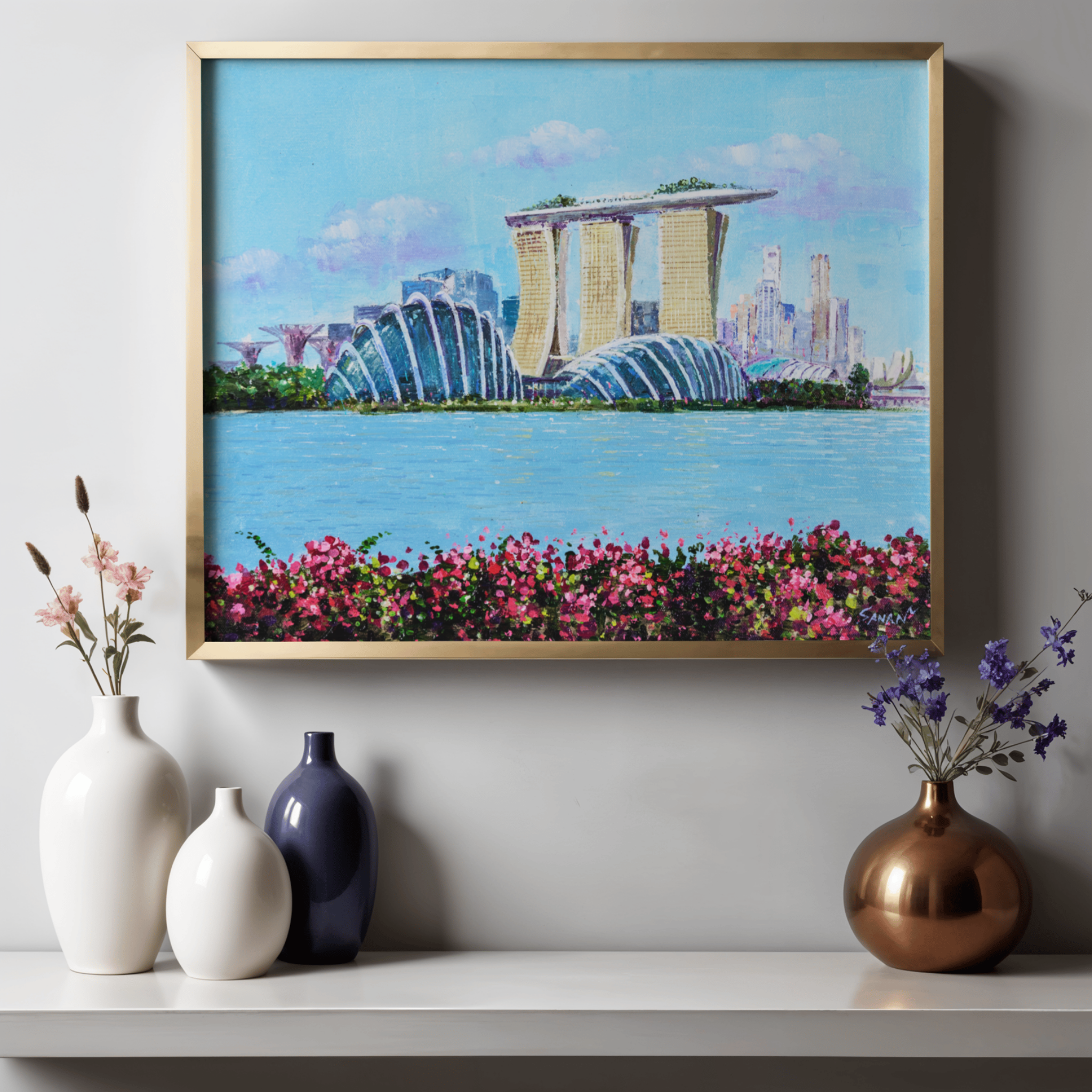 Marina Bay Sands & Gardens Canvas Print – A3 Singapore Landmark Wall Art