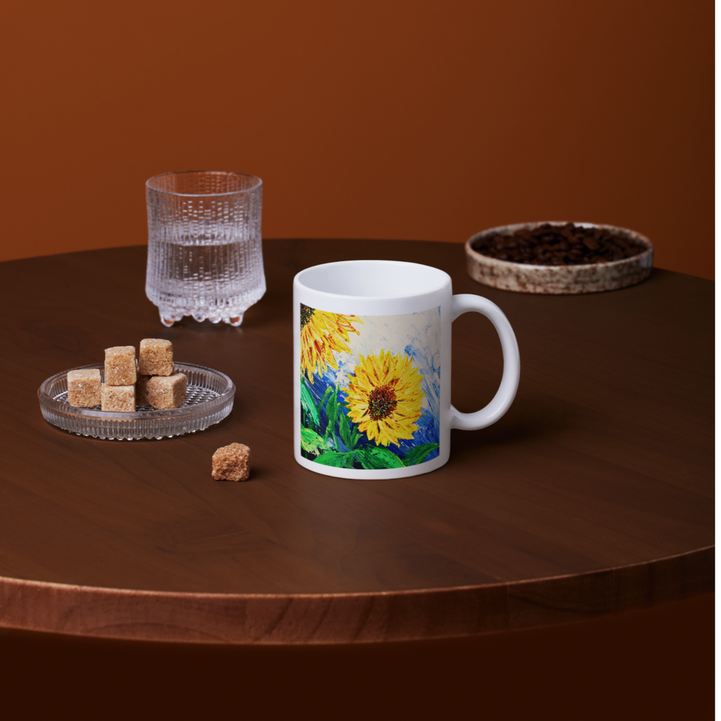Sunlit Bloom Mug – Two Sunflowers Ceramic Coffee Mug