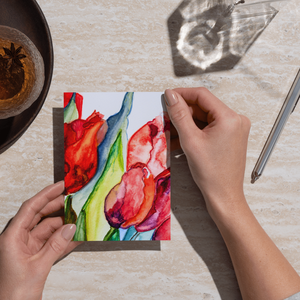 Watercolor Tulips Floral Card – Elegant Painting Design