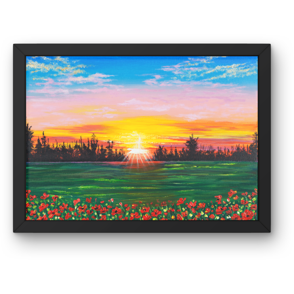 Sunset Field Canvas Print – A3 Romantic Landscape Wall Art