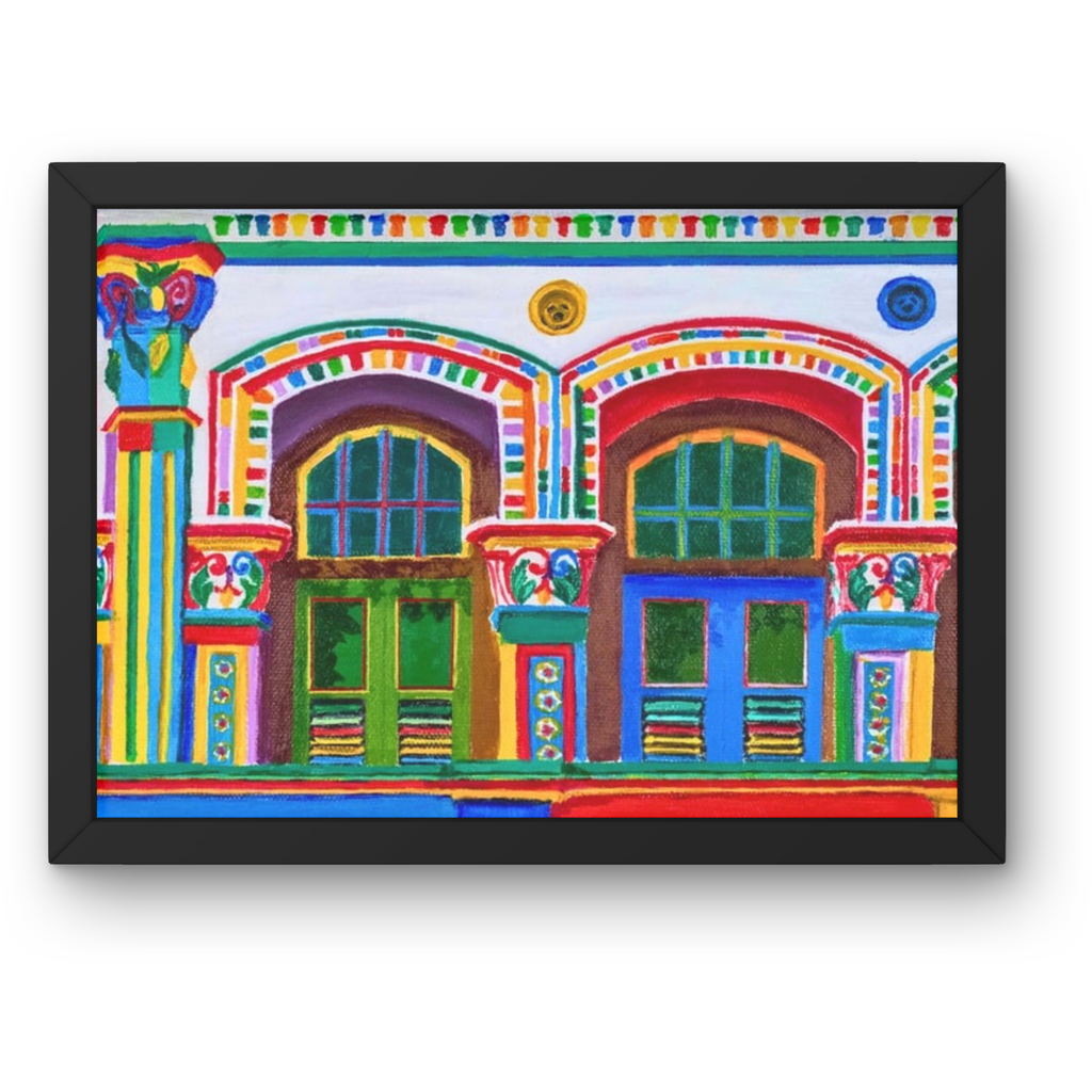 Pre-War Heritage Row Houses Canvas Print – A3 Colorful Architecture Wall Art