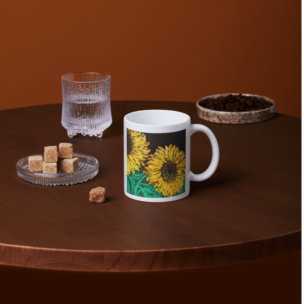 Sunflowers in the Dark Mug – Bold Floral Ceramic Coffee Mug