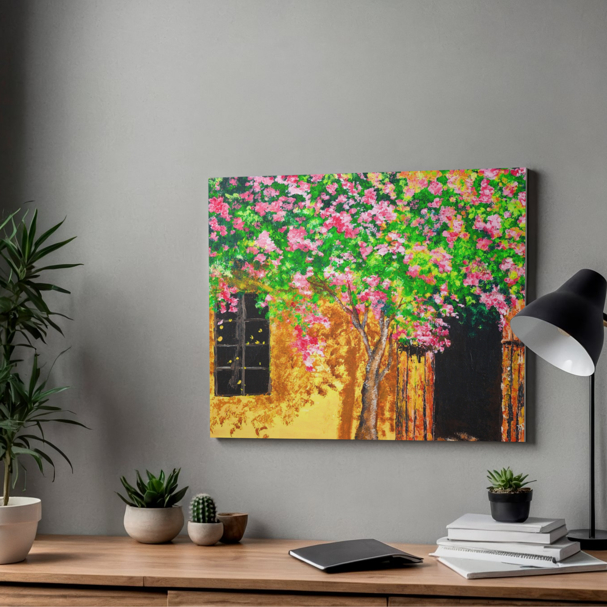 Summer Blossoms Canvas Print – A3 Cheerful Landscape Wall Art