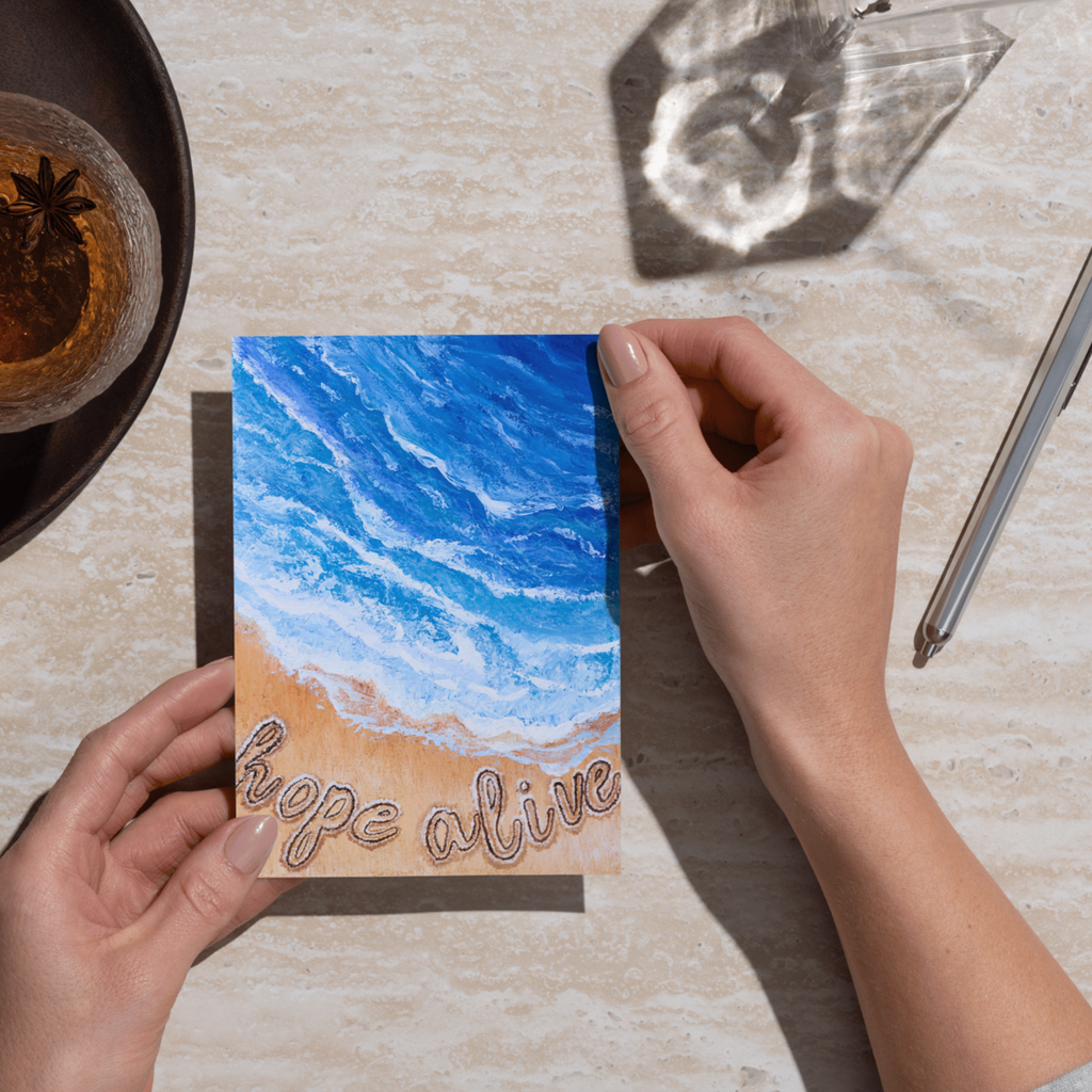Hope Alive Ocean Landscape Card – Acrylic Painting