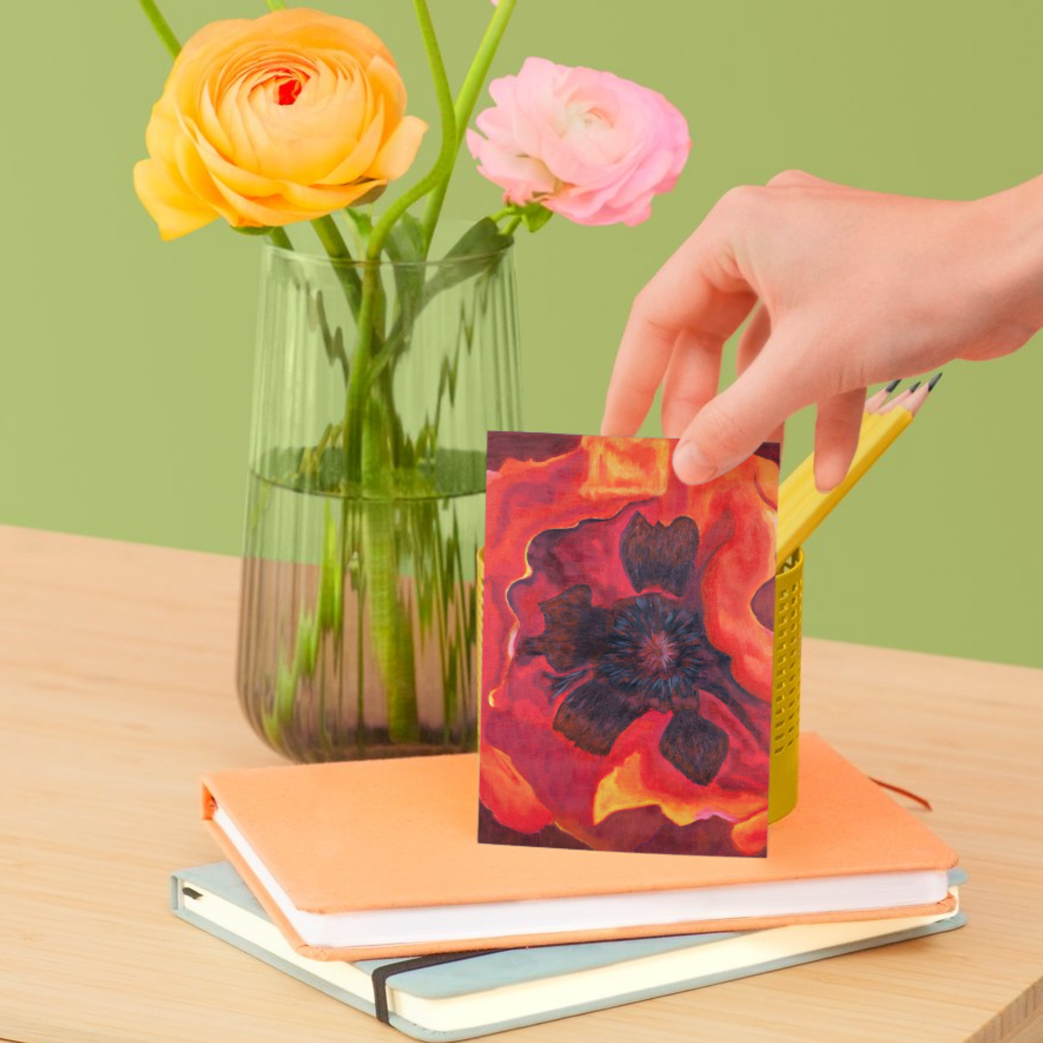 Bold Bloom Floral Card – Abstract Acrylic Design