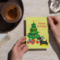 Happy Holidays Scottie Dog & Christmas Tree — Original Acrylic Painting Card | Dog Lover Festive Gift
