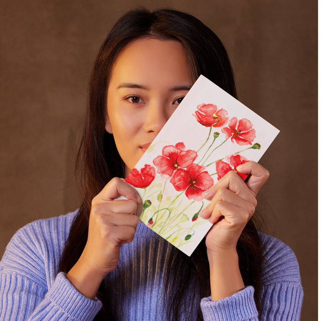 Red Poppies Floral Card – Watercolor Painting Design