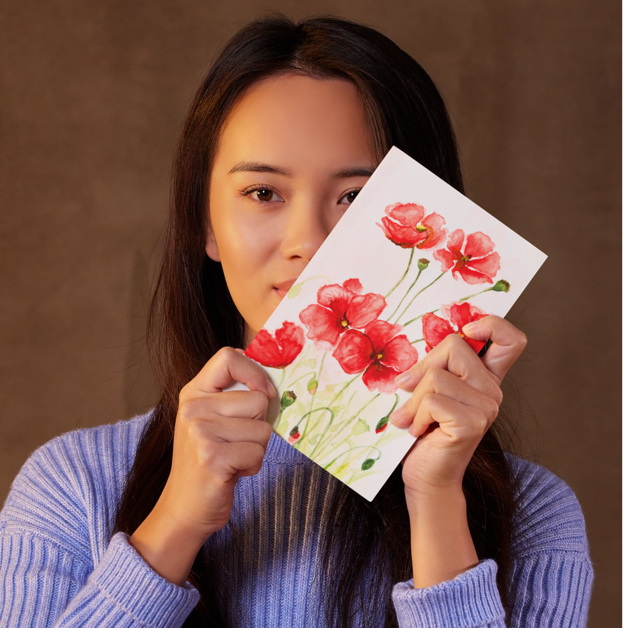 Red Poppies Floral Card – Watercolor Painting Design