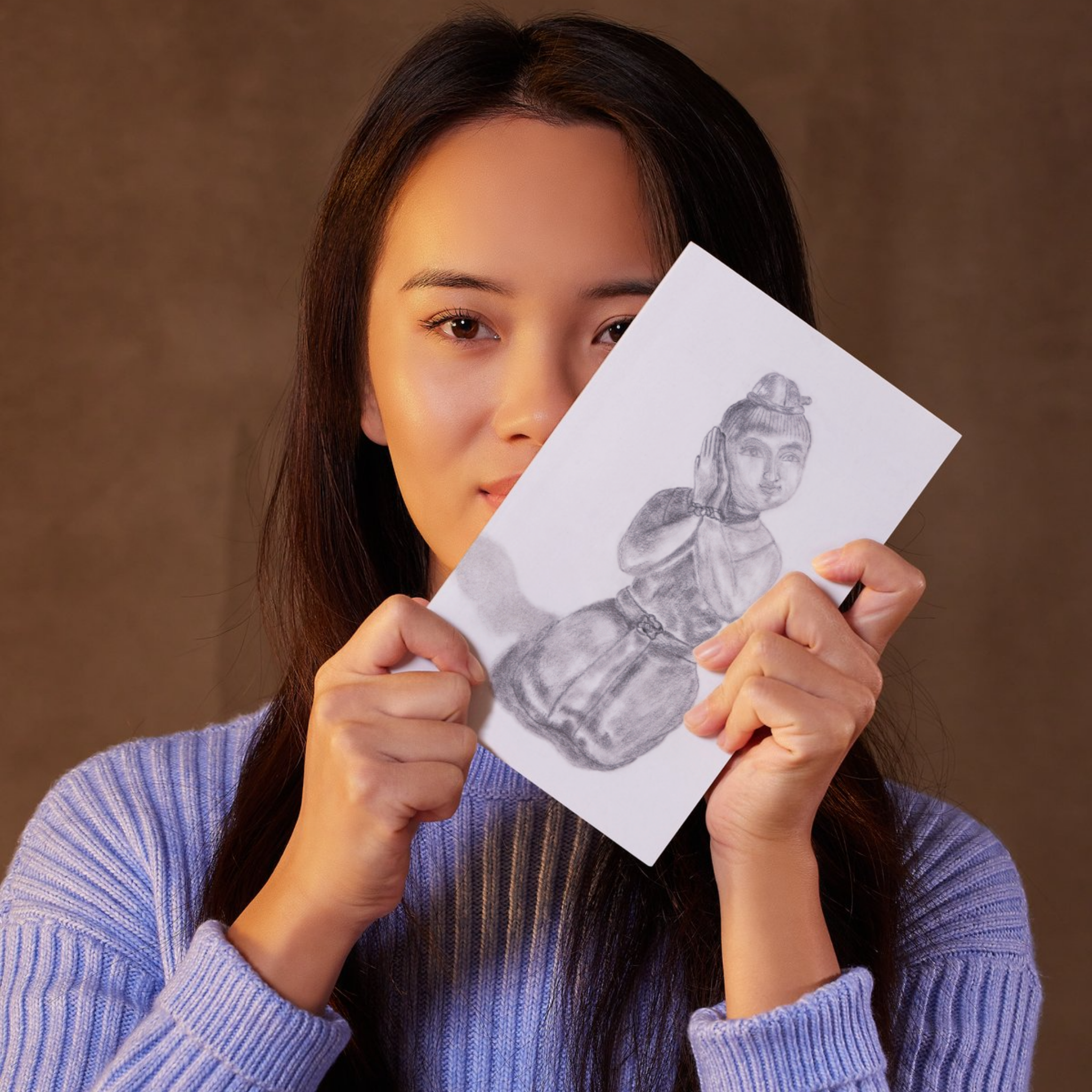 Traditional Thai Figurine – Charcoal Drawing Art Greeting Card