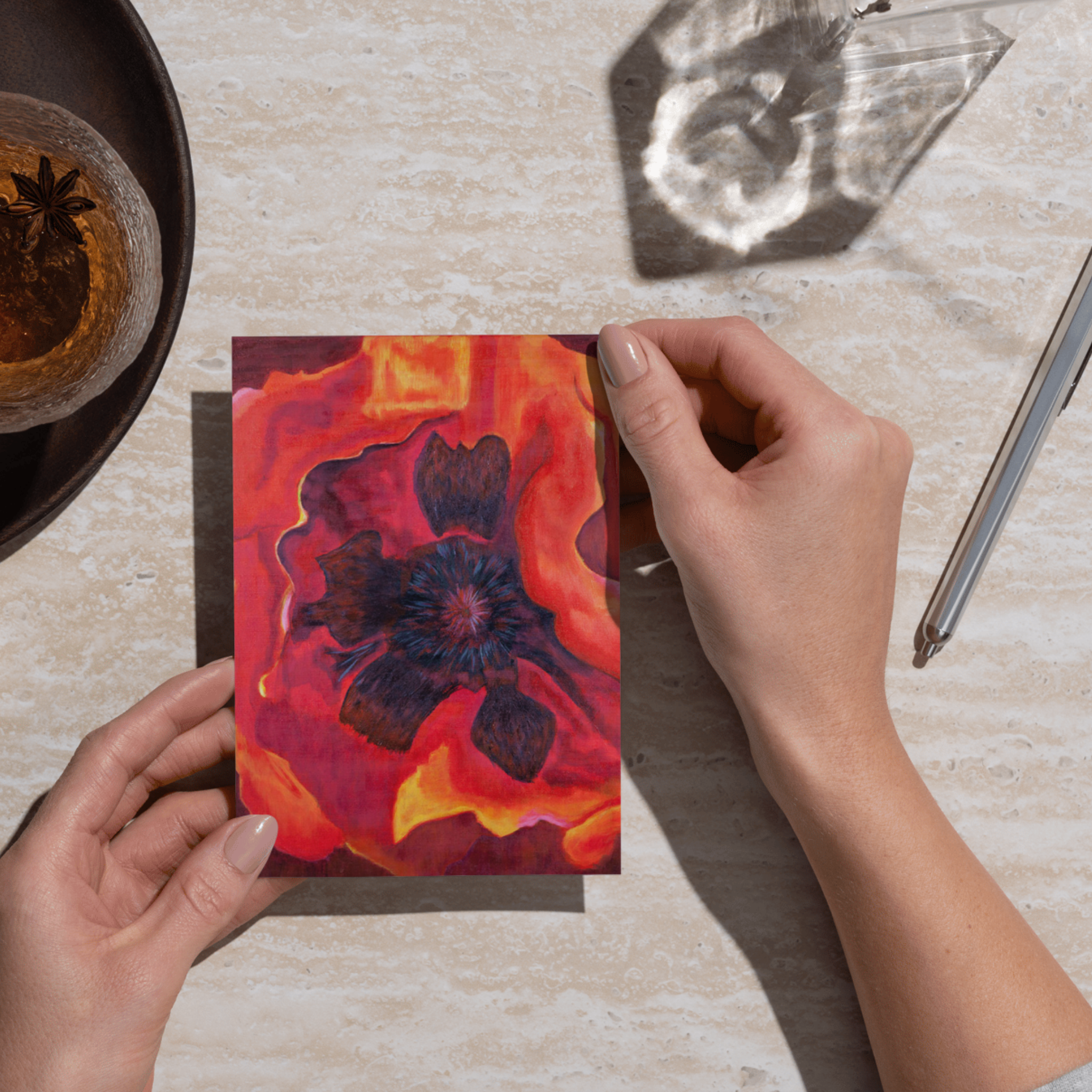 Bold Bloom Floral Card – Abstract Acrylic Design