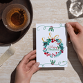 Merry Christmas Wreath & Golden Bow — Original Acrylic Painting Card | Elegant Festive Gift