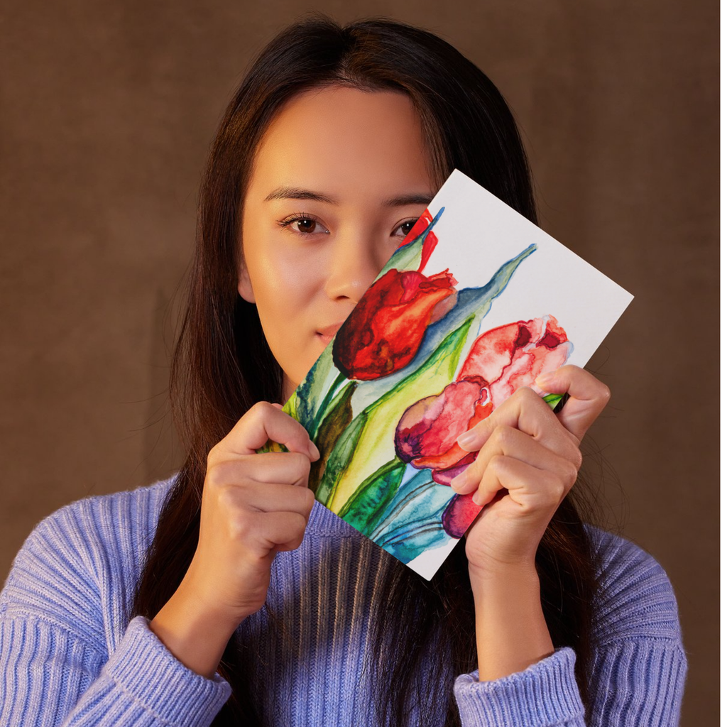 Watercolor Tulips Floral Card – Elegant Painting Design
