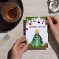 Merry Fitmas Weight Plate Christmas Tree — Original Acrylic Painting Card | Funny Gym Gift