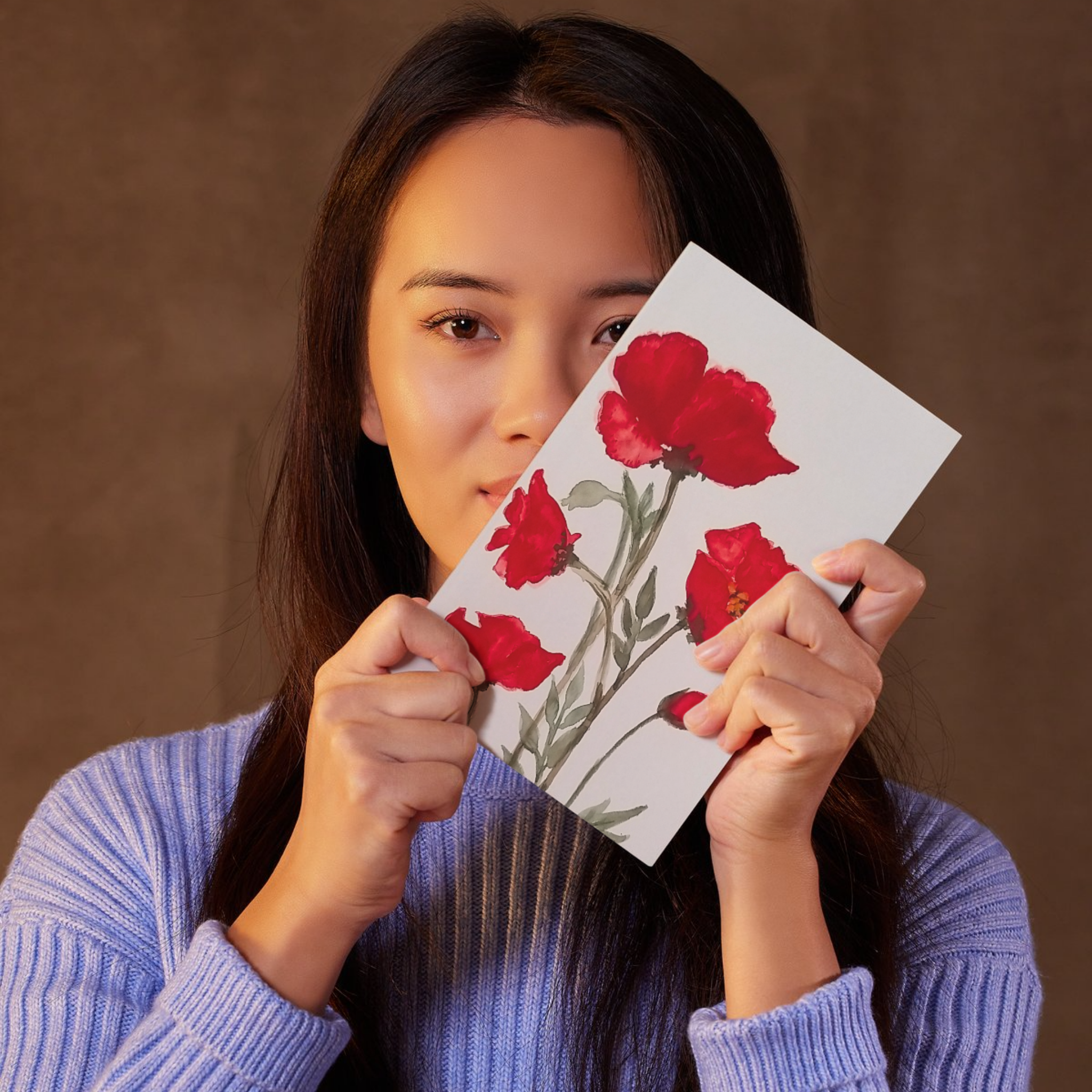 Red Poppies Floral Card – Watercolor Painting Design