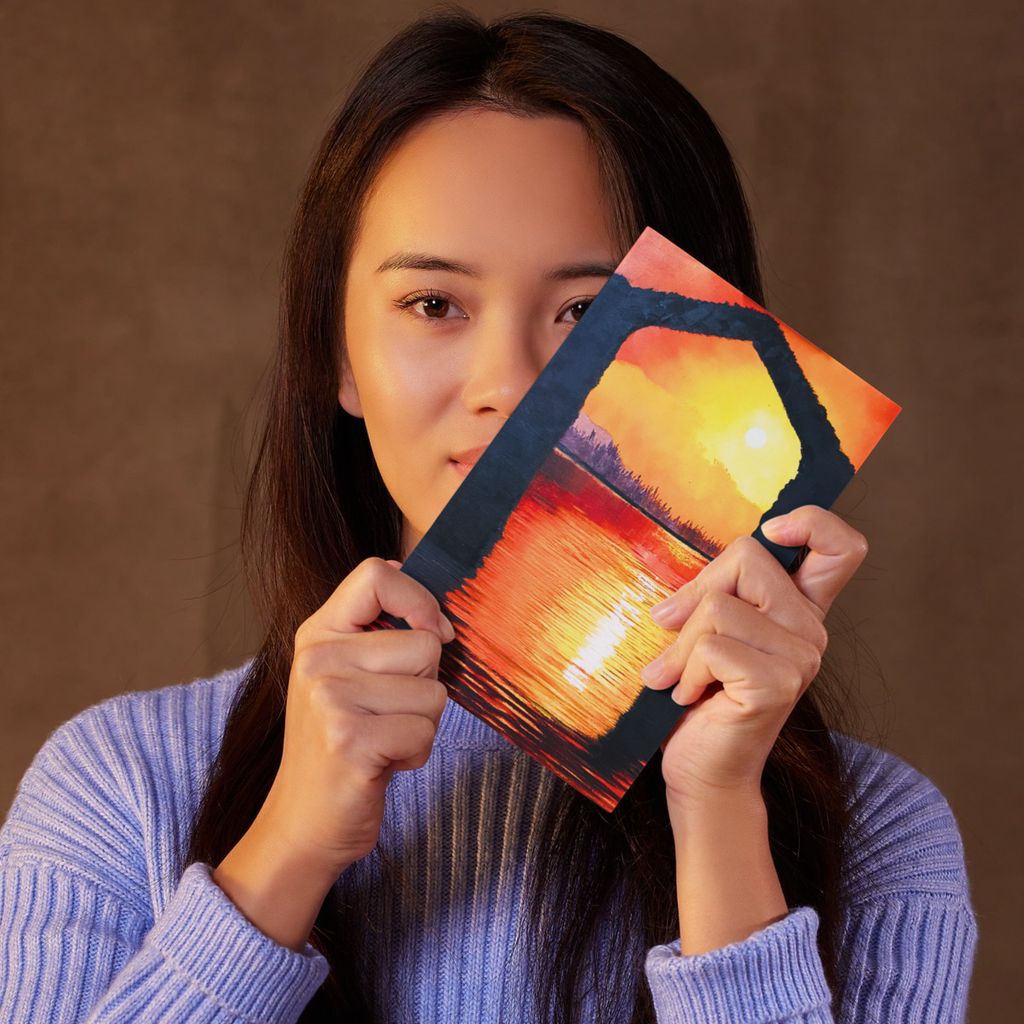 Sunset Arch Landscape Card – Acrylic Painting Design