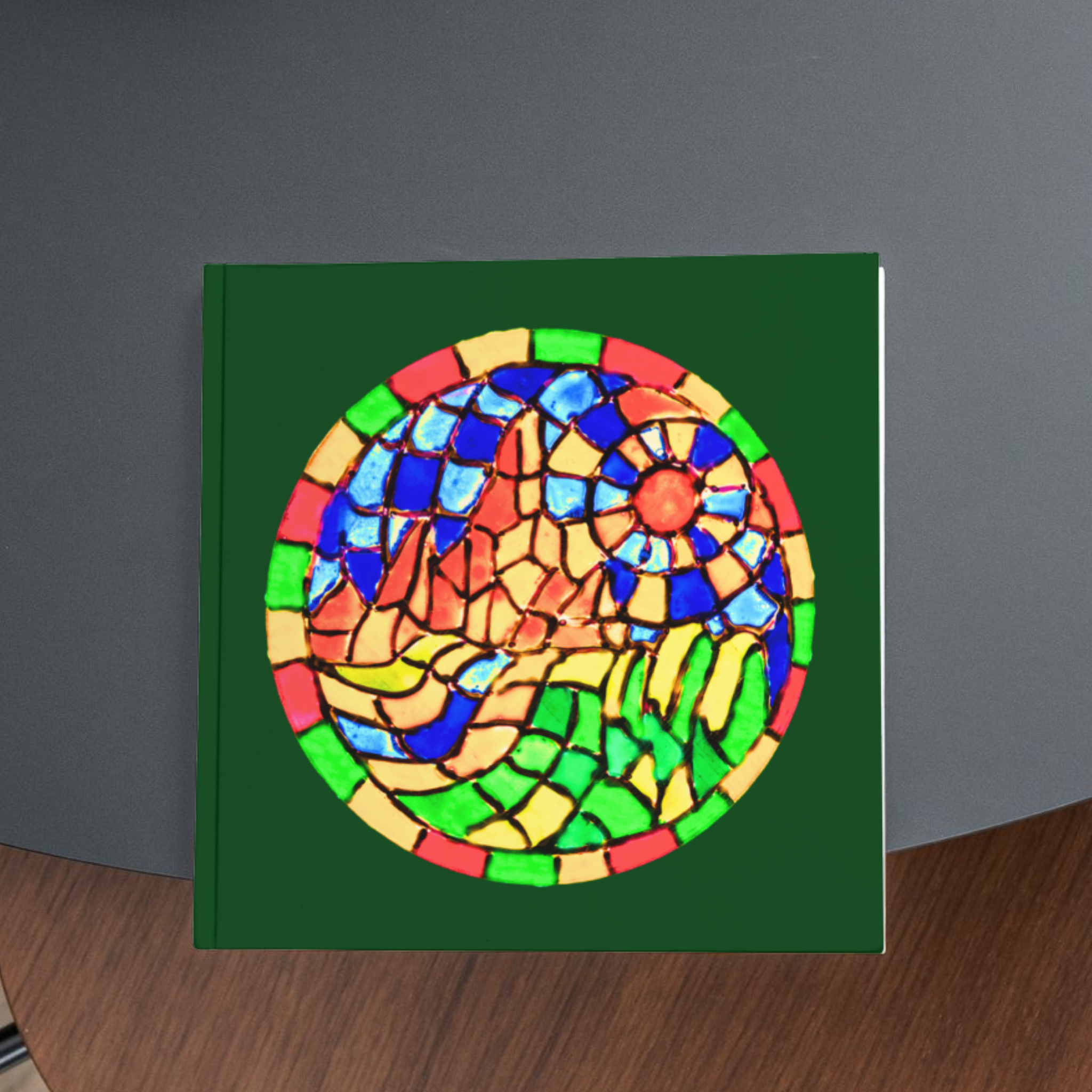 Stained Glass Mountain Landscape — Original Acrylic Painting Card | Scenic Nature Art Gift