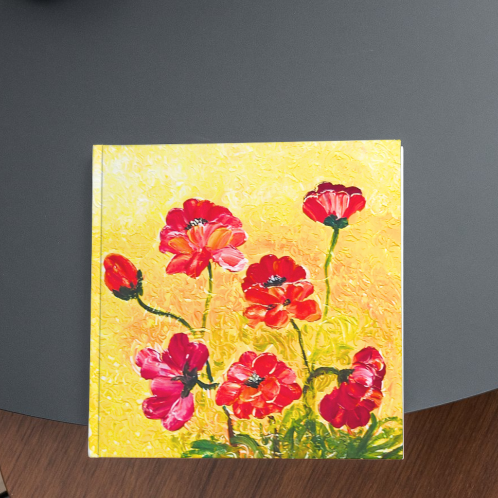 Golden Field Poppies Floral Card – Acrylic Painting Design