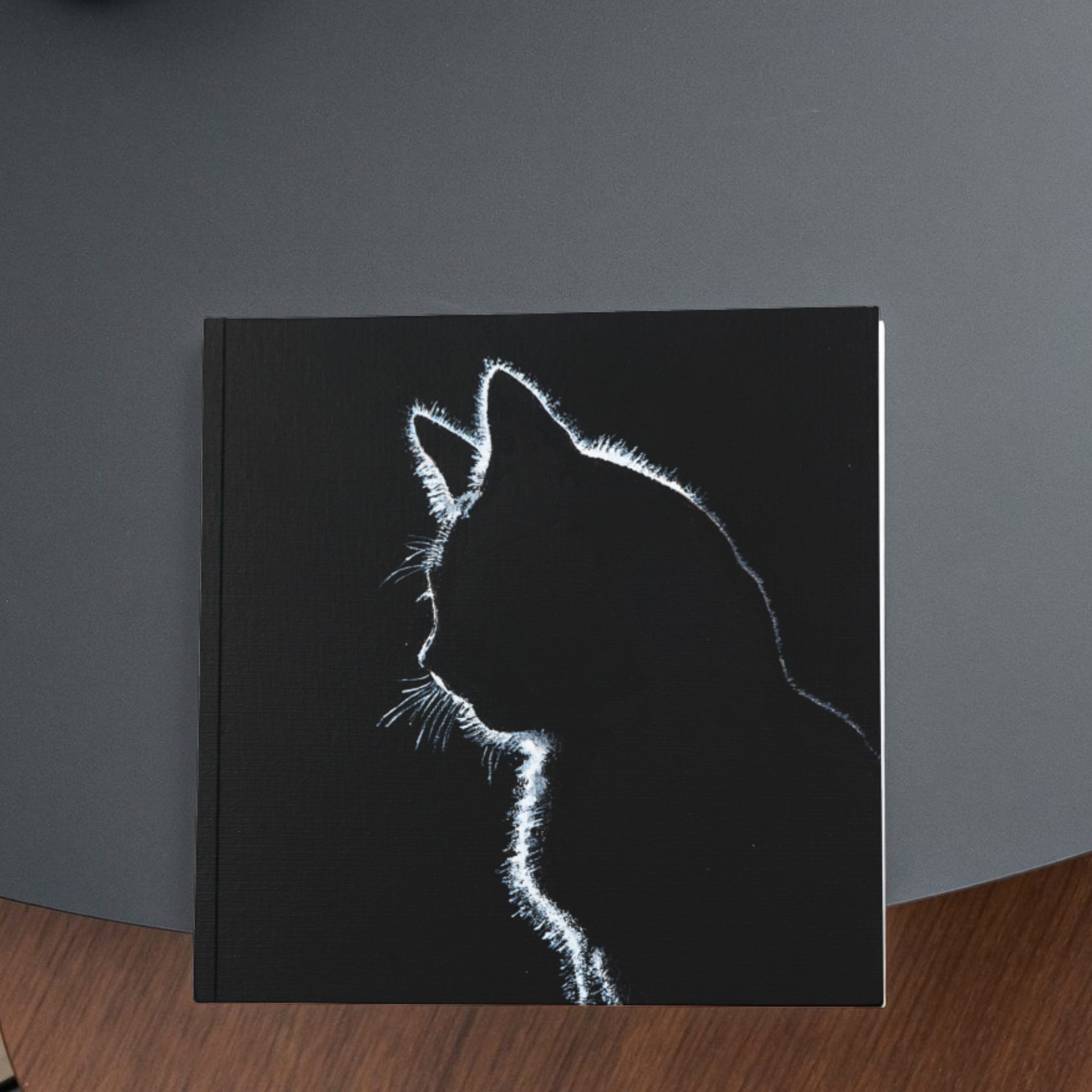 Original Acrylic Cat Silhouette Art Card – Glowing Profile