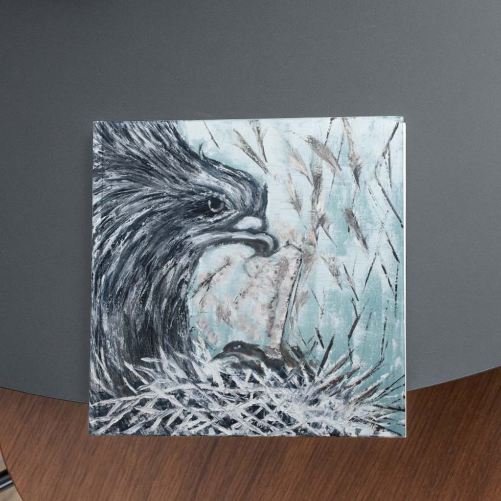 Eagle & Christ Illusion — Original Acrylic Painting Card | Hidden Crown of Thorns Art