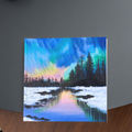 Aurora Borealis Winter Landscape Card – Acrylic Painting