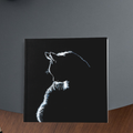 Original Acrylic Cat Silhouette Art Card – Minimalist Contrast