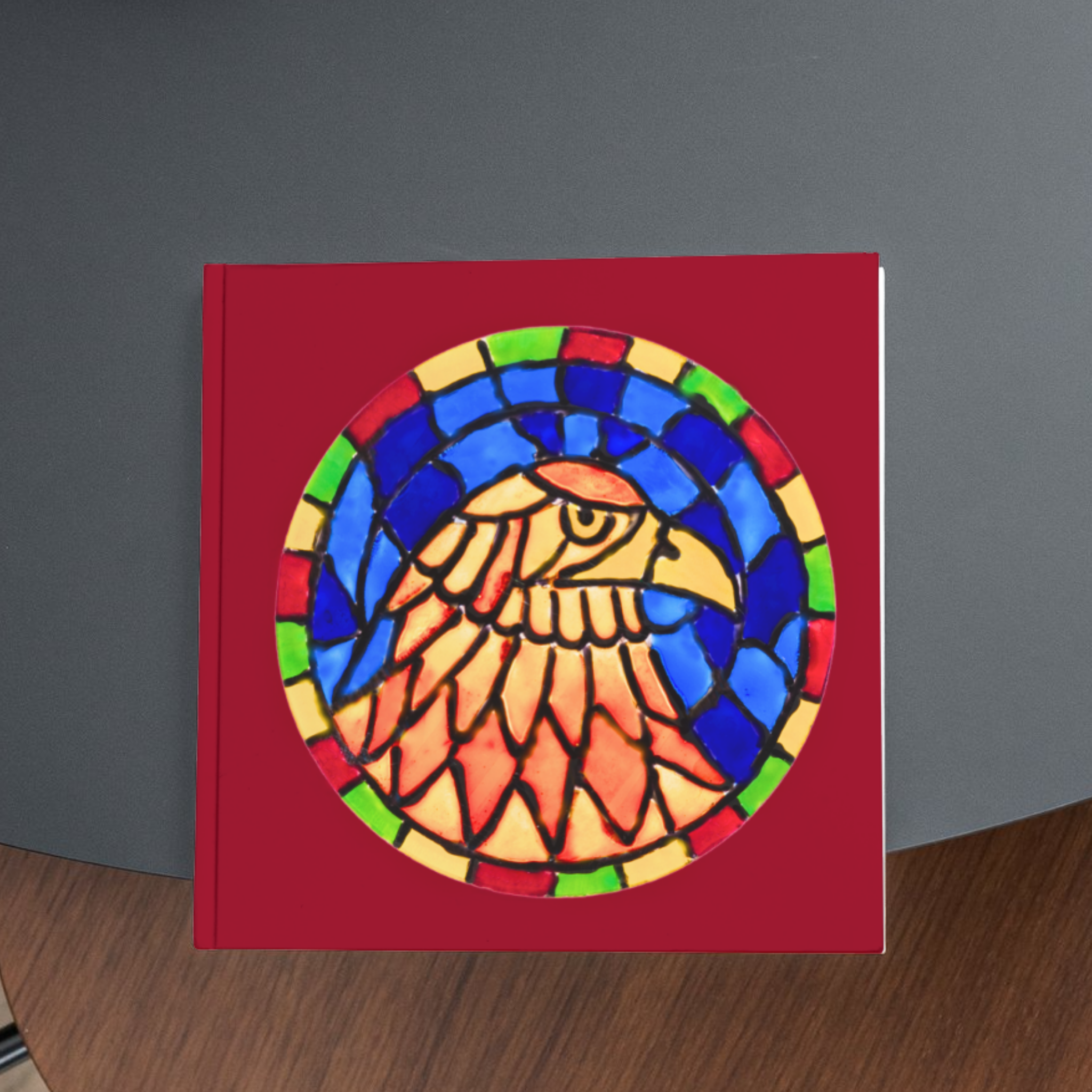 Stained Glass Eagle Portrait — Original Acrylic Painting Card | Bold Wildlife Art Gift