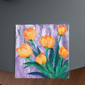 Orange Tulips Floral Card – Impasto Acrylic Painting Design