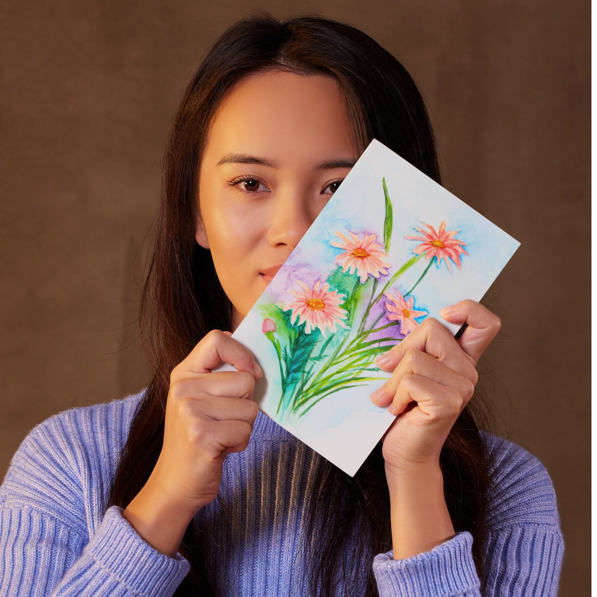Dreamy Pink Bouquet Floral Card – Watercolour Design