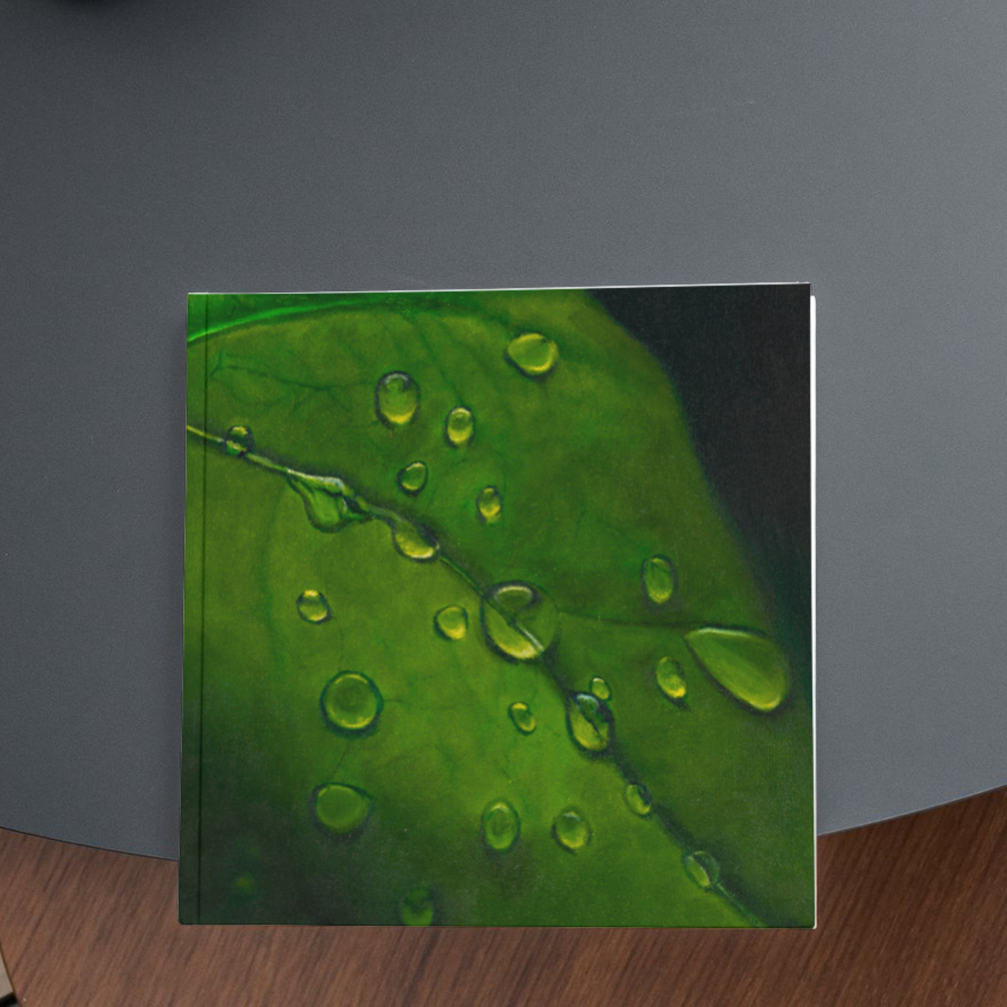 Dewdrop Leaf Floral Card – Acrylic Painting Design