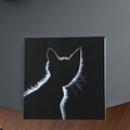 Original Acrylic Cat Silhouette Art Card – Luminous Glow