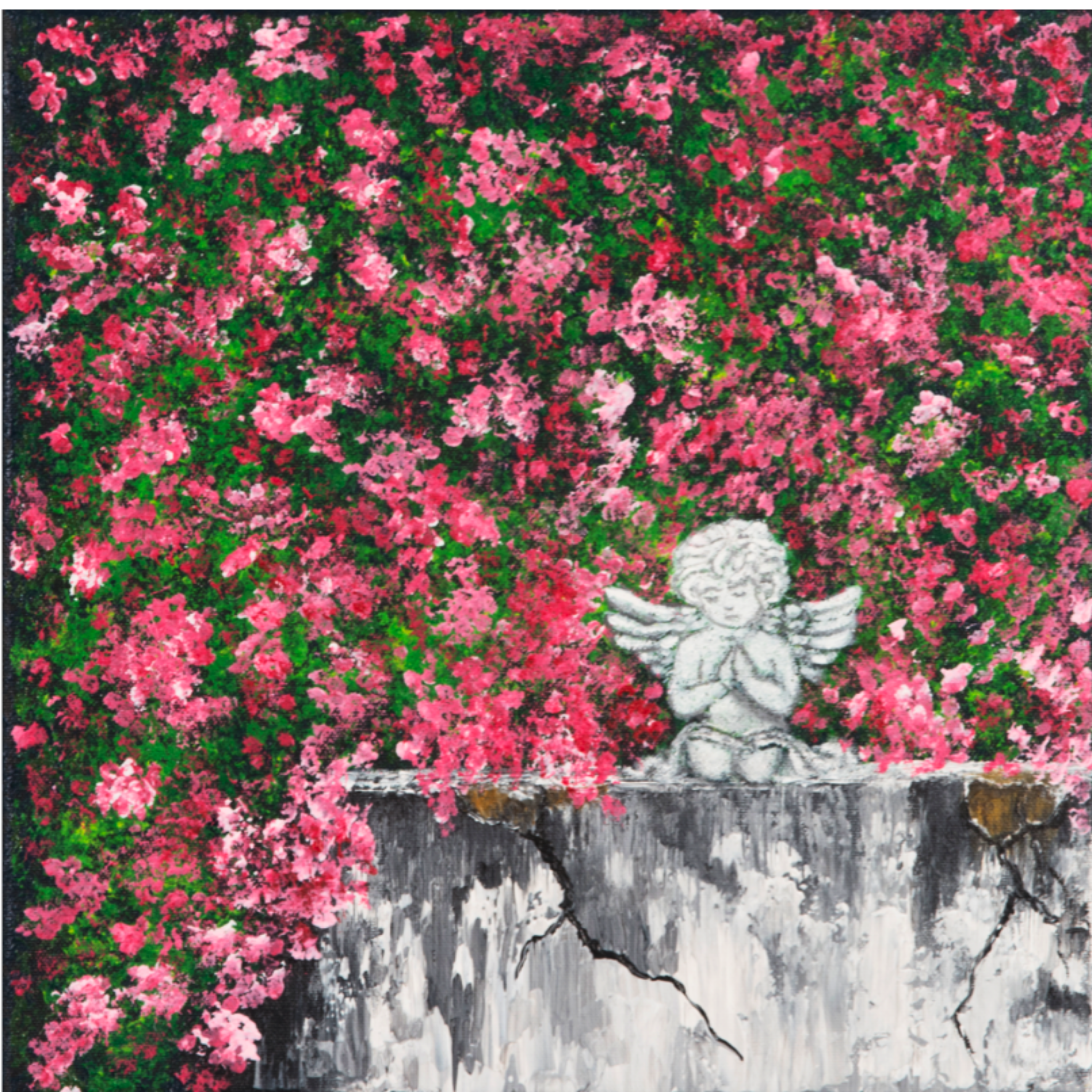 Angel in Bloom Landscape Card – Acrylic Painting Design