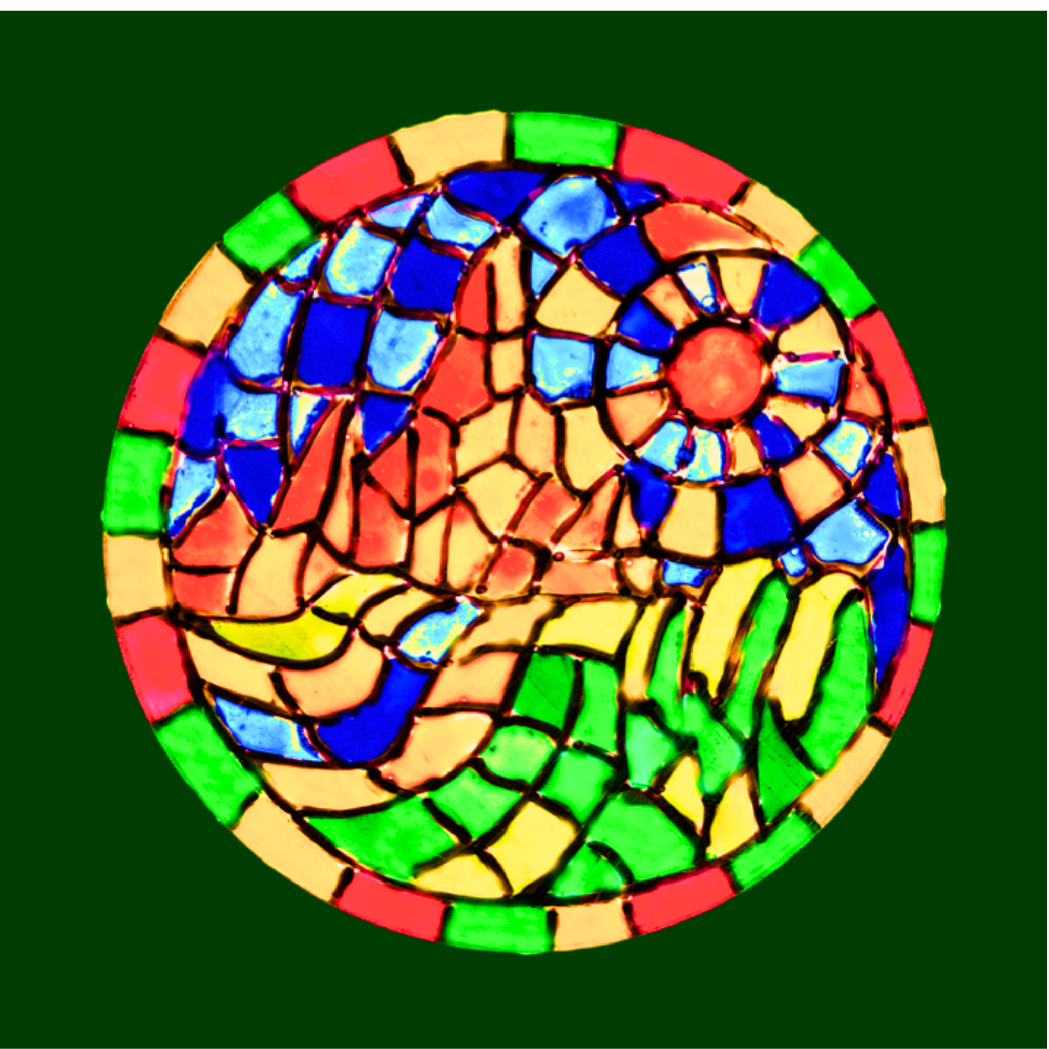 Stained Glass Mountain Landscape — Original Acrylic Painting Card | Scenic Nature Art Gift