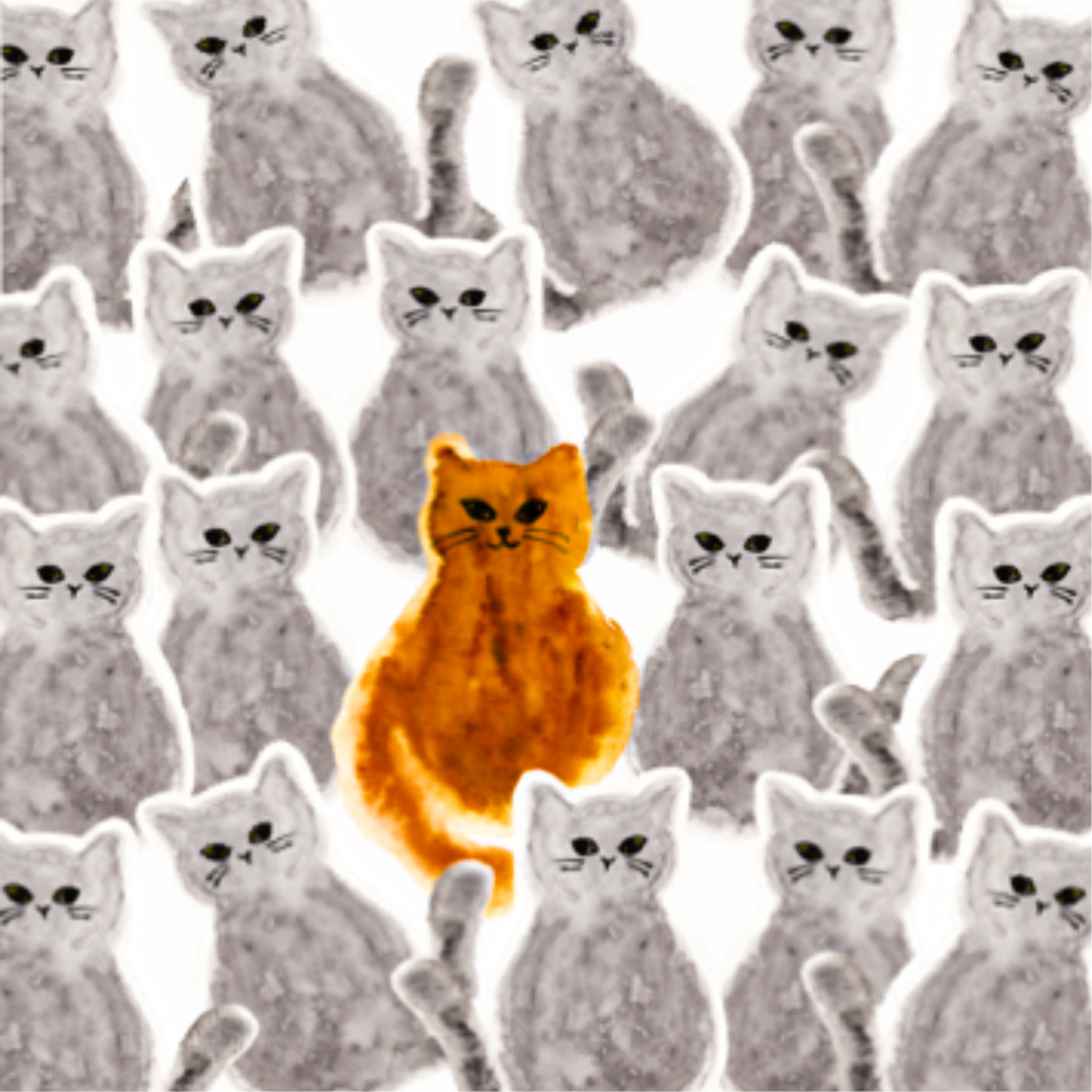 Original Watercolor Orange Cat Art Card – Stand Out Boldly