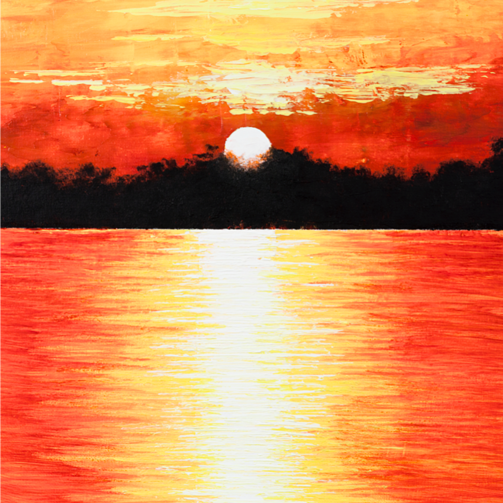 Sunset Glow Landscape Card – Acrylic Painting Design