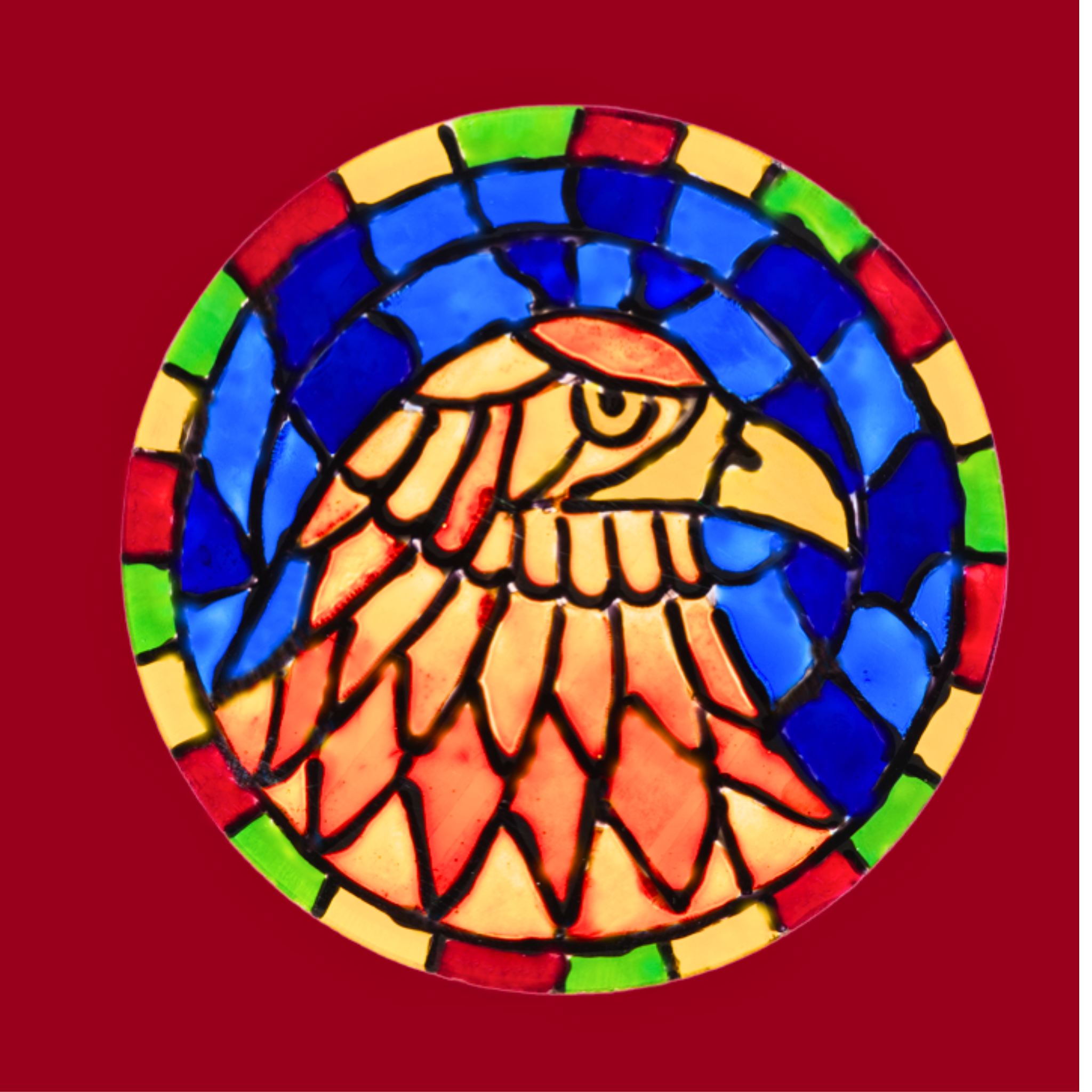 Stained Glass Eagle Portrait — Original Acrylic Painting Card | Bold Wildlife Art Gift