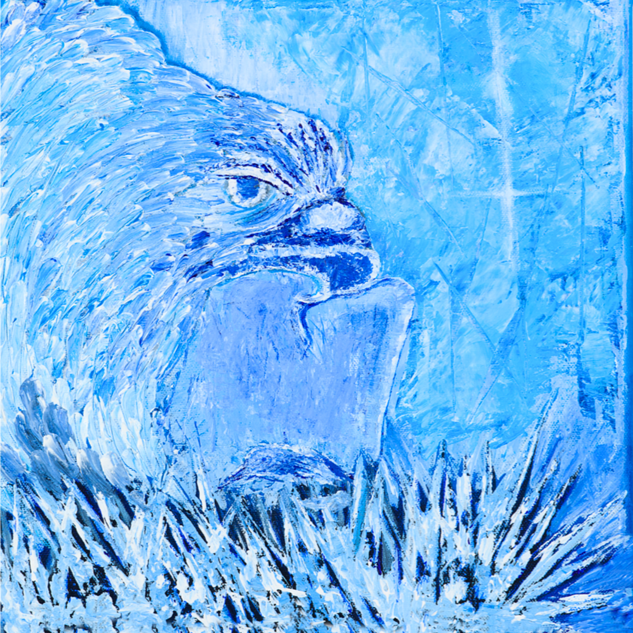 Original Acrylic Dual‑Image Art Card – Eagle & Crown of Thorns
