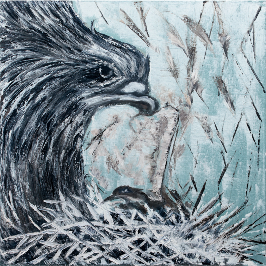 Eagle & Christ Illusion — Original Acrylic Painting Card | Hidden Crown of Thorns Art