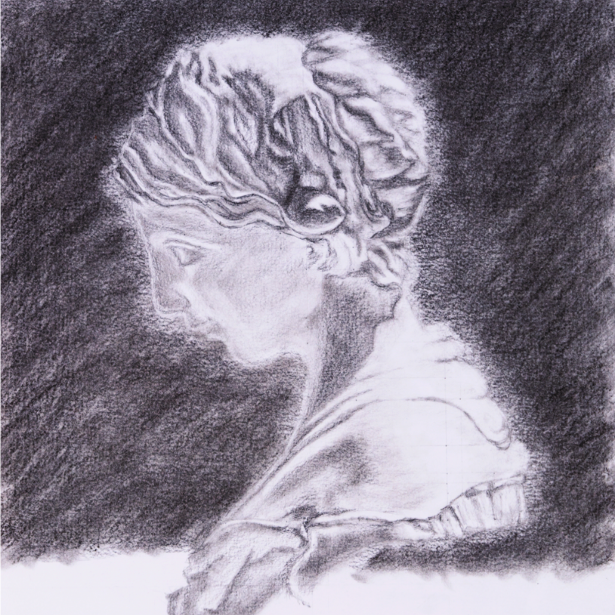 Classical Female Bust – Charcoal Portrait Drawing Art Greeting Card